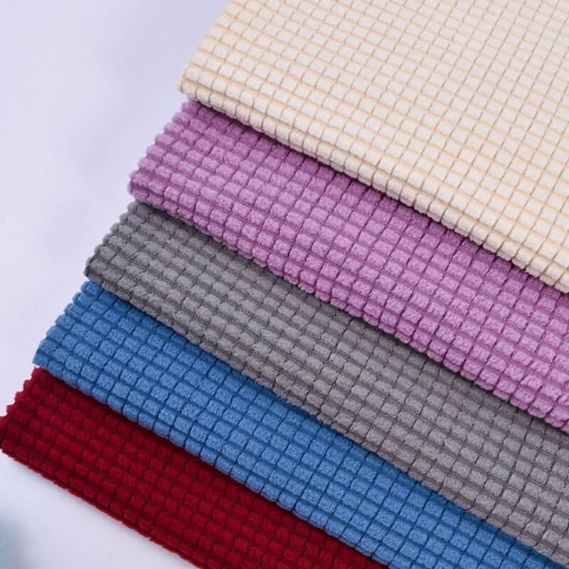 Plaid Jacquard Sofa Spandex Polar Fleece Fabric for Sofa Cover Wholesa 41